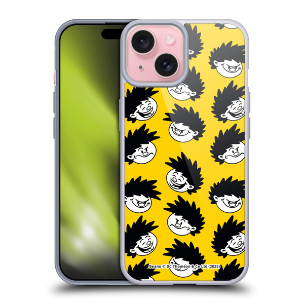 Beano Bananaman Patterns Dennis Head Soft Gel Case for Apple iPhone 15 & MagSafe