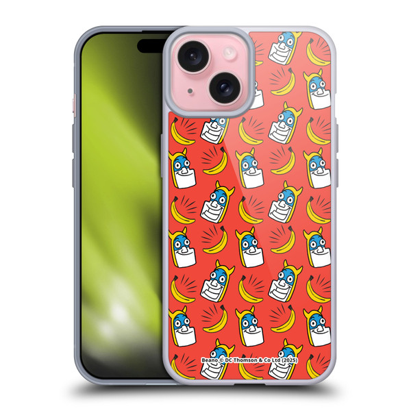 Beano Bananaman Patterns Head Soft Gel Case for Apple iPhone 15 & MagSafe
