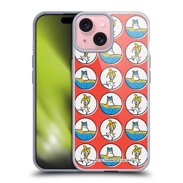 Beano Bananaman Patterns Red Circles Soft Gel Case for Apple iPhone 15 & MagSafe