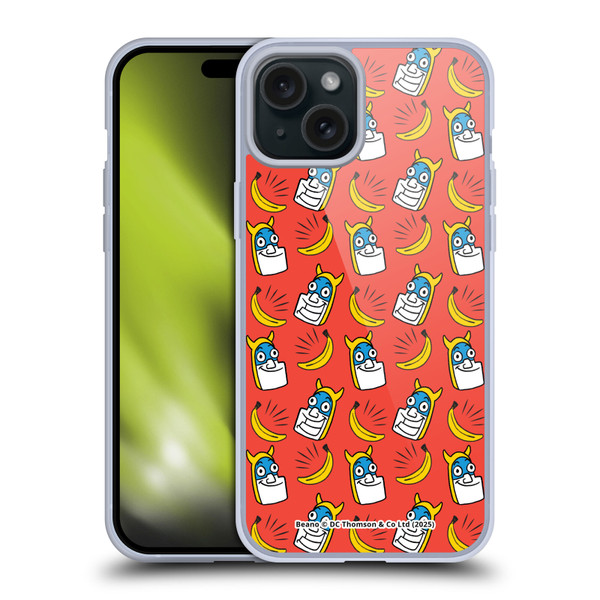 Beano Bananaman Patterns Head Soft Gel Case for Apple iPhone 15 Plus & MagSafe