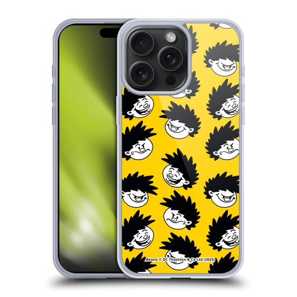 Beano Bananaman Patterns Dennis Head Soft Gel Case for Apple iPhone 15 Pro Max & MagSafe