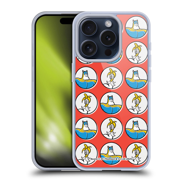Beano Bananaman Patterns Red Circles Soft Gel Case for Apple iPhone 15 Pro & MagSafe