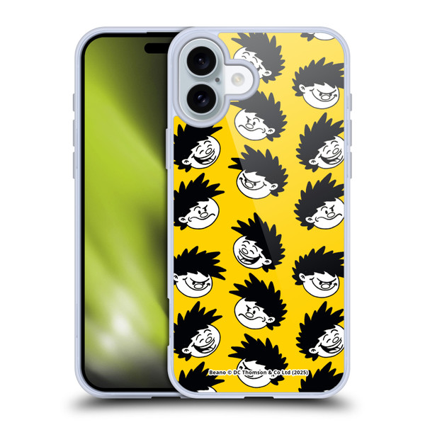 Beano Bananaman Patterns Dennis Head Soft Gel Case for Apple iPhone 16 Plus & MagSafe