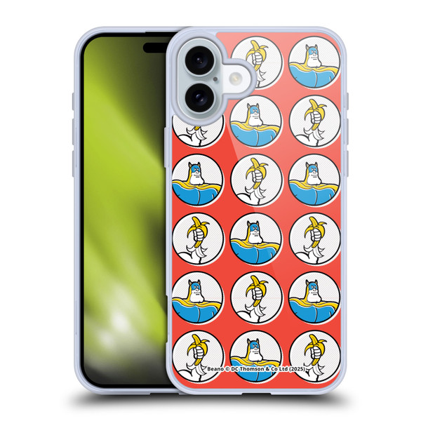 Beano Bananaman Patterns Red Circles Soft Gel Case for Apple iPhone 16 Plus & MagSafe