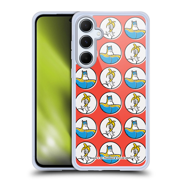 Beano Bananaman Patterns Red Circles Soft Gel Case for Samsung Galaxy A55 5G