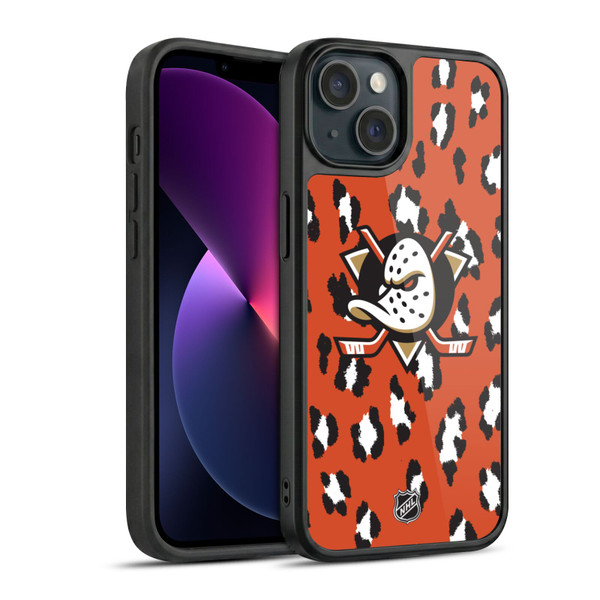NHL Anaheim Ducks Leopard Pattern Gel Armour Case For Apple iPhone 13