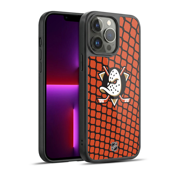NHL Anaheim Ducks Net Pattern Gel Armour Case For Apple iPhone 13 Pro Max