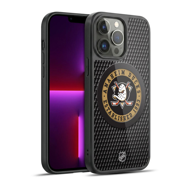 NHL Anaheim Ducks Puck Texture Gel Armour Case For Apple iPhone 13 Pro Max