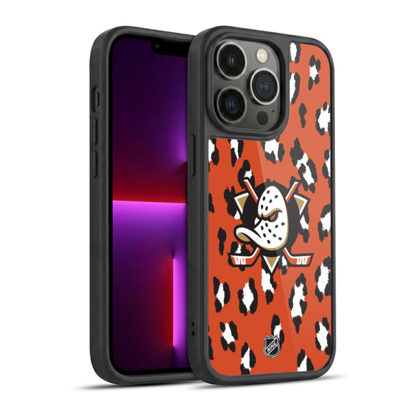 NHL Anaheim Ducks Leopard Pattern Gel Armour Case For Apple iPhone 13 Pro