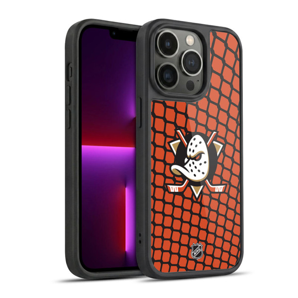 NHL Anaheim Ducks Net Pattern Gel Armour Case For Apple iPhone 13 Pro