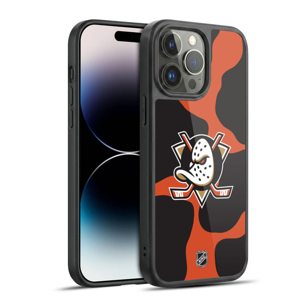 NHL Anaheim Ducks Cow Pattern Gel Armour Case For Apple iPhone 14 Pro Max