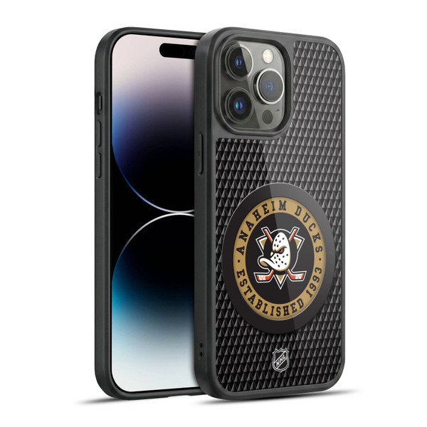 NHL Anaheim Ducks Puck Texture Gel Armour Case For Apple iPhone 14 Pro Max