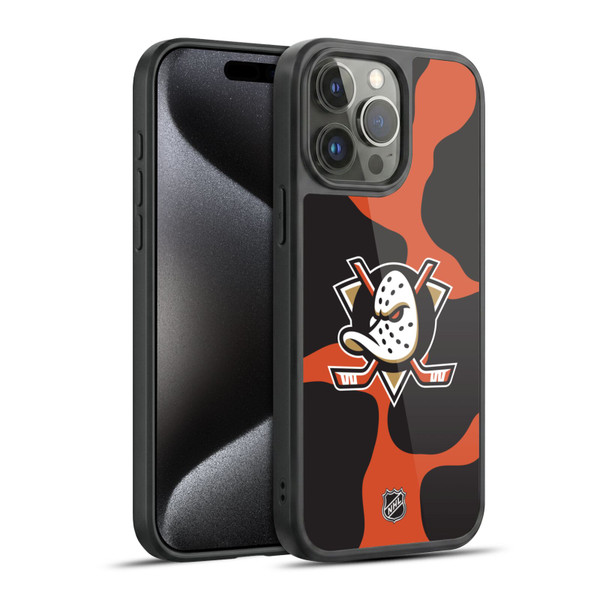 NHL Anaheim Ducks Cow Pattern Gel Armour Case For Apple iPhone 15 Pro Max