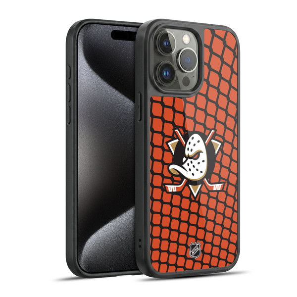 NHL Anaheim Ducks Net Pattern Gel Armour Case For Apple iPhone 15 Pro Max