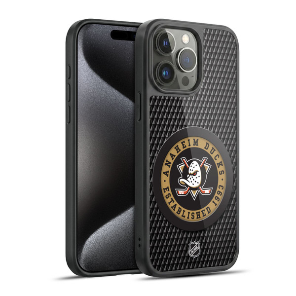 NHL Anaheim Ducks Puck Texture Gel Armour Case For Apple iPhone 15 Pro Max