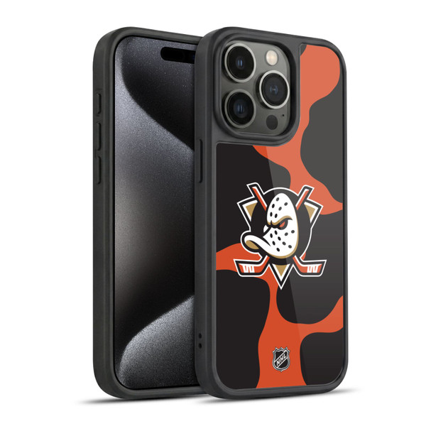 NHL Anaheim Ducks Cow Pattern Gel Armour Case For Apple iPhone 15 Pro