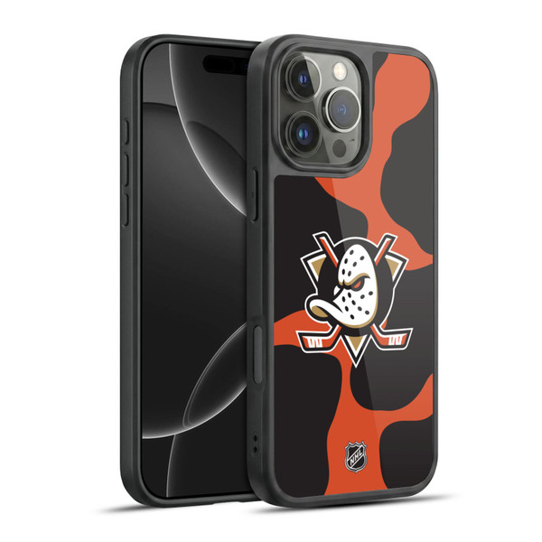 NHL Anaheim Ducks Cow Pattern Gel Armour Case For Apple iPhone 16 Pro Max