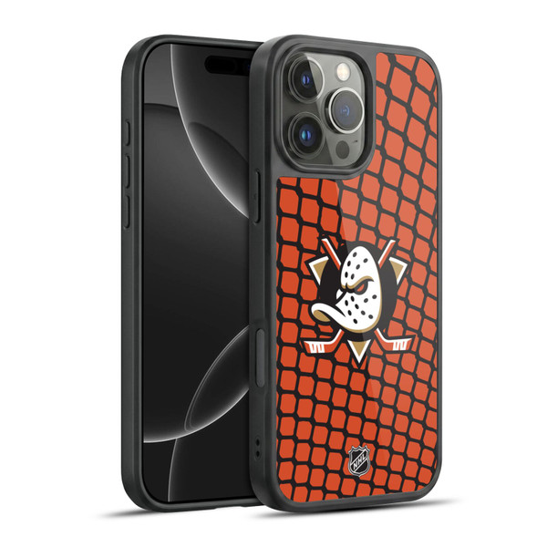 NHL Anaheim Ducks Net Pattern Gel Armour Case For Apple iPhone 16 Pro Max