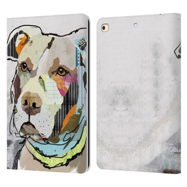 Michel Keck Dogs 3 Pit Bull Leather Book Wallet Case Cover For Apple iPad 9.7 2017 / iPad 9.7 2018