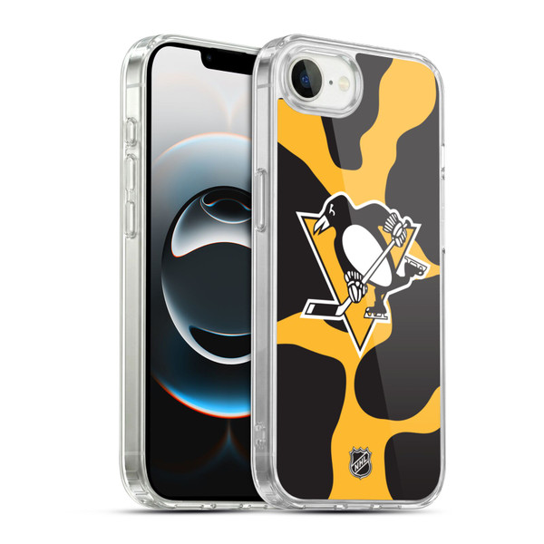 NHL Pittsburgh Penguins Cow Pattern Soft Gel Case for Apple iPhone 16e / Apple iPhone 17e & MagSafe