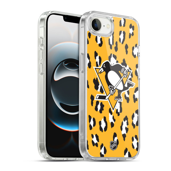 NHL Pittsburgh Penguins Leopard Pattern Soft Gel Case for Apple iPhone 16e / Apple iPhone 17e & MagSafe