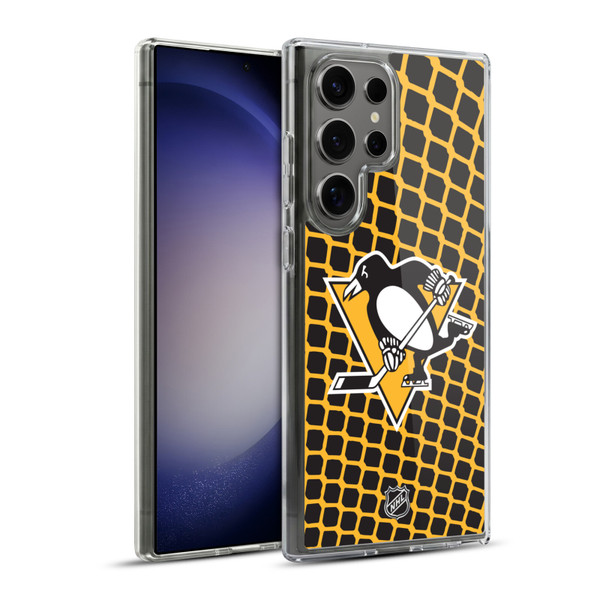 NHL Pittsburgh Penguins Net Pattern Soft Gel Case for Samsung Galaxy S23 Ultra 5G & MagSafe