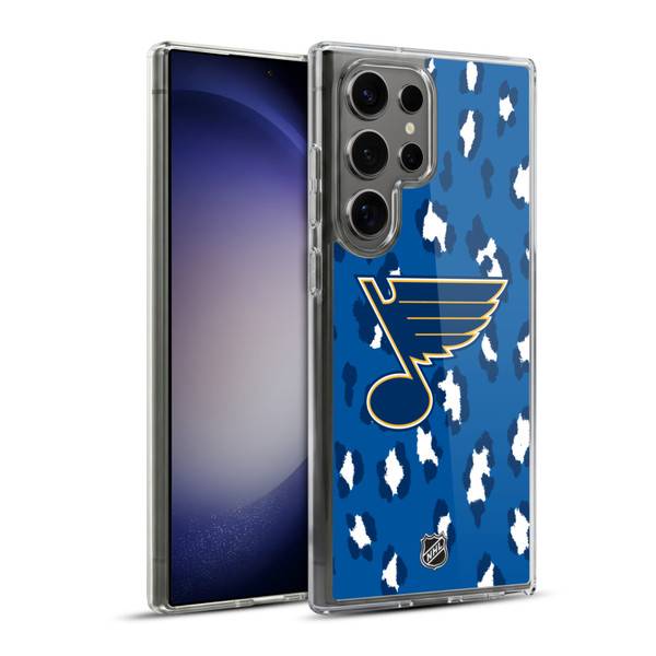 NHL St Louis Blues Leopard Pattern Soft Gel Case for Samsung Galaxy S23 Ultra 5G & MagSafe
