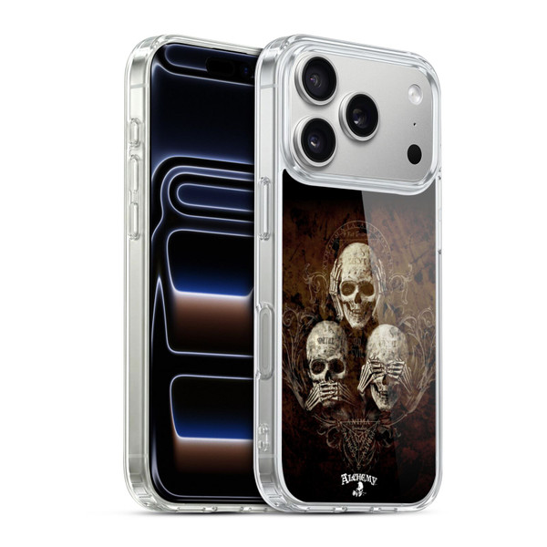 Alchemy Gothic Skull No Evil Three Skull Soft Gel Case for Apple iPhone 17 Pro