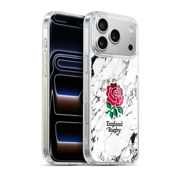 England Rugby Union Marble White Soft Gel Case for Apple iPhone 17 Pro Max