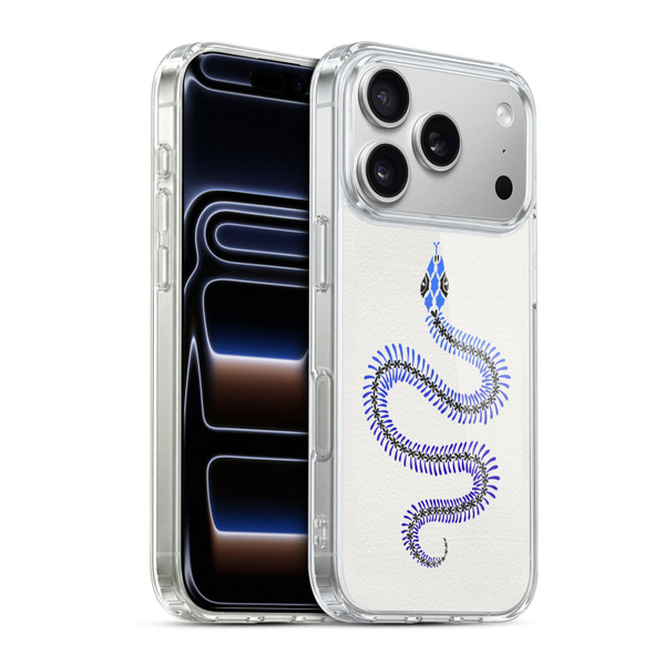 Cat Coquillette Animals Blue Ombre Snake Skeleton Soft Gel Case for Apple iPhone 17 Pro