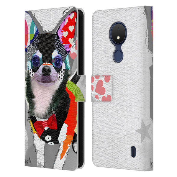 Michel Keck Dogs 3 Chihuahua Leather Book Wallet Case Cover For Nokia C21
