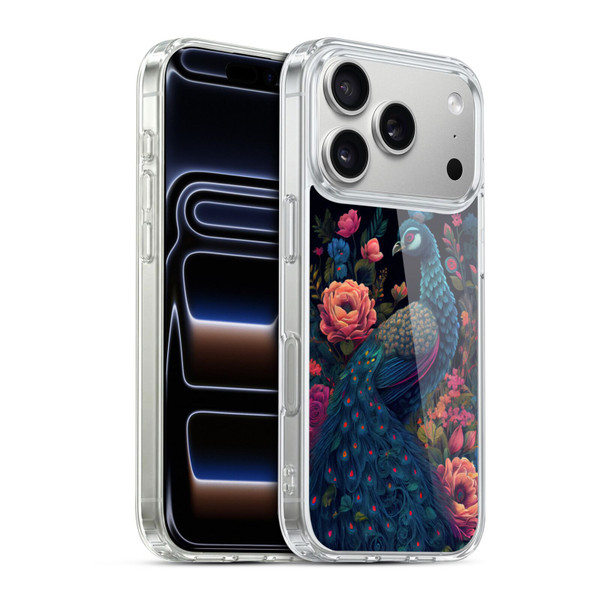 JK Stewart Graphics Peacock In Night Garden Soft Gel Case for Apple iPhone 17 Pro