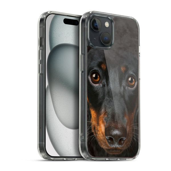 Vincent Hie Big Face Dogs Dachshund Soft Gel Case for Apple iPhone 15 Plus & MagSafe