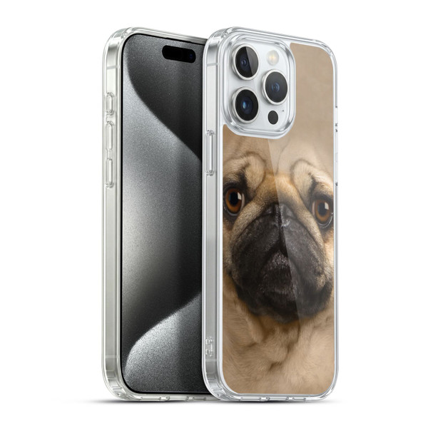 Vincent Hie Big Face Dogs Pug Soft Gel Case for Apple iPhone 15 Pro Max & MagSafe