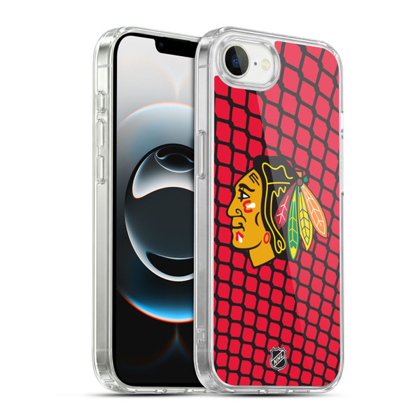 NHL Chicago Blackhawks Net Pattern Soft Gel Case for Apple iPhone 16e / Apple iPhone 17e & MagSafe