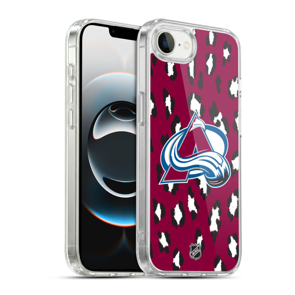 NHL Colorado Avalanche Leopard Pattern Soft Gel Case for Apple iPhone 16e / Apple iPhone 17e & MagSafe