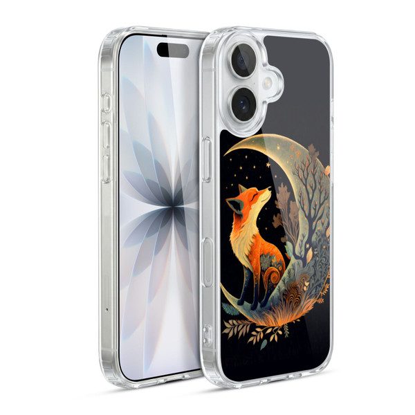 JK Stewart Art Fox On Crescent Moon Soft Gel Case for Apple iPhone 17