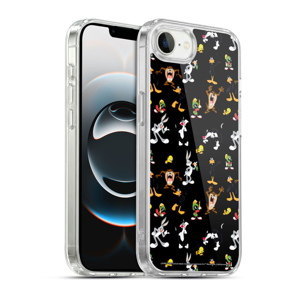 Looney Tunes Patterns Black Soft Gel Case for Apple iPhone 16e / Apple iPhone 17e & MagSafe
