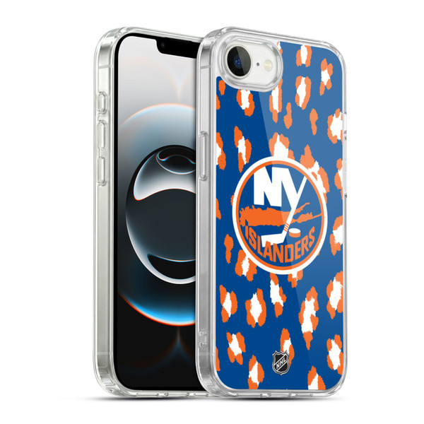 NHL New York Islanders Leopard Pattern Soft Gel Case for Apple iPhone 16e / Apple iPhone 17e & MagSafe