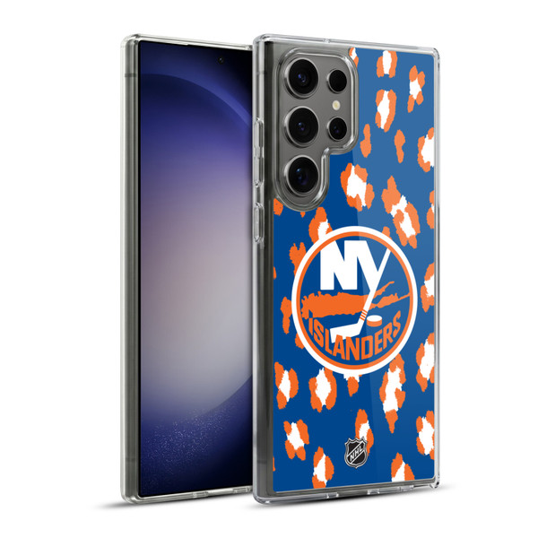 NHL New York Islanders Leopard Pattern Soft Gel Case for Samsung Galaxy S23 Ultra 5G & MagSafe