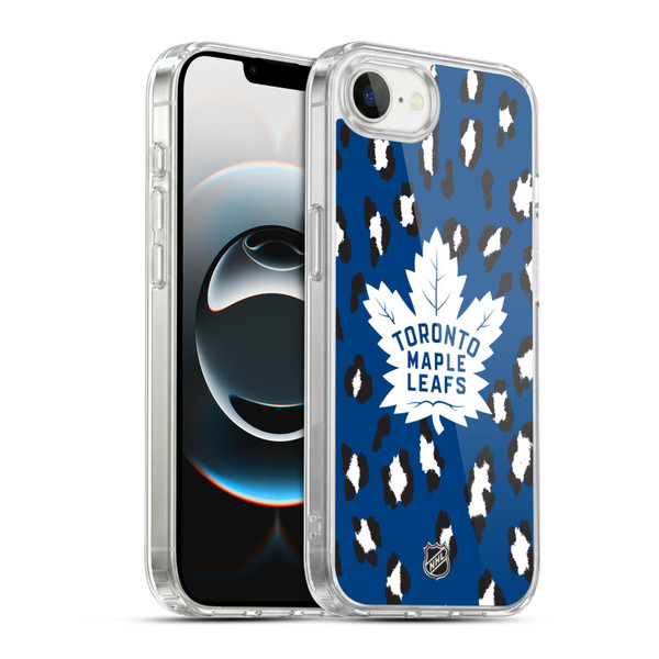 NHL Toronto Maple Leafs Leopard Pattern Soft Gel Case for Apple iPhone 16e / Apple iPhone 17e & MagSafe