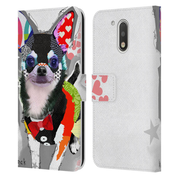 Michel Keck Dogs 3 Chihuahua Leather Book Wallet Case Cover For Motorola Moto G41