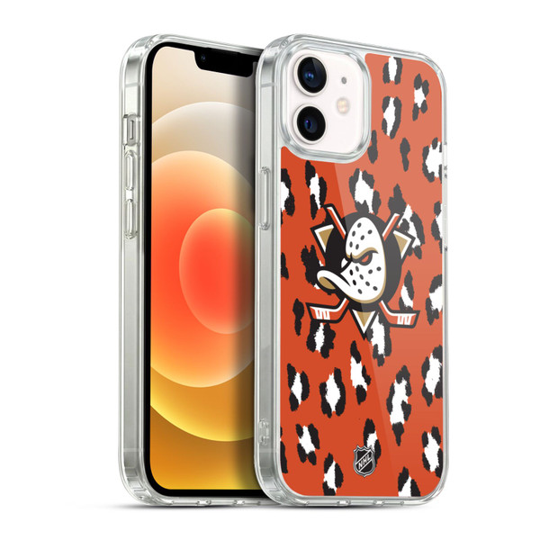 NHL Anaheim Ducks Leopard Pattern Soft Gel Case for Apple iPhone 12 / iPhone 12 Pro & MagSafe