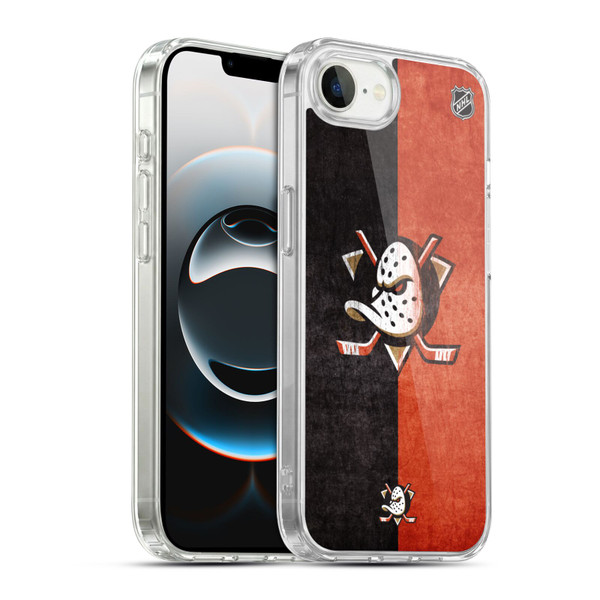 NHL Anaheim Ducks Half Distressed Soft Gel Case for Apple iPhone 16e / Apple iPhone 17e & MagSafe