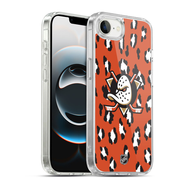 NHL Anaheim Ducks Leopard Pattern Soft Gel Case for Apple iPhone 16e / Apple iPhone 17e & MagSafe