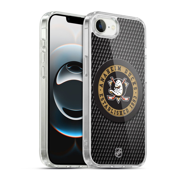 NHL Anaheim Ducks Puck Texture Soft Gel Case for Apple iPhone 16e / Apple iPhone 17e & MagSafe