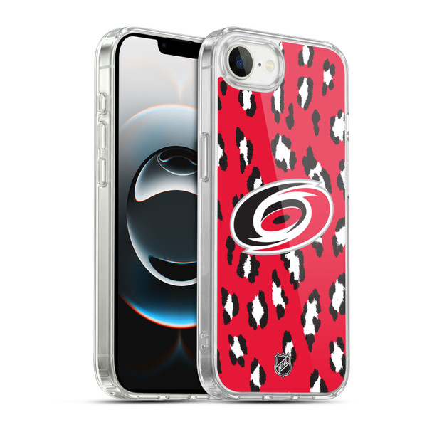 NHL Carolina Hurricanes Leopard Pattern Soft Gel Case for Apple iPhone 16e / Apple iPhone 17e & MagSafe