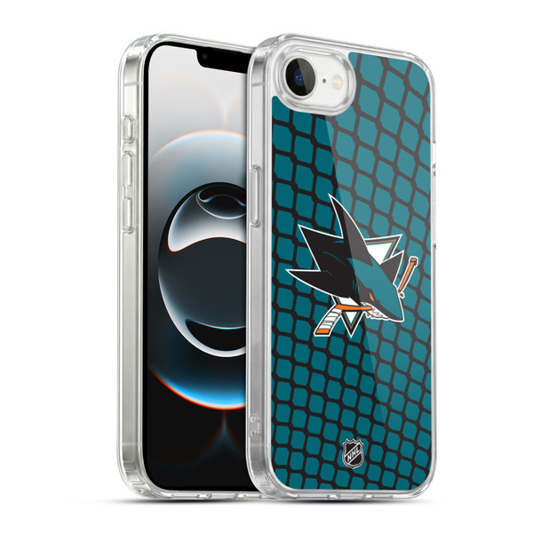 NHL San Jose Sharks Net Pattern Soft Gel Case for Apple iPhone 16e / Apple iPhone 17e & MagSafe