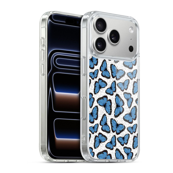 Katerina Kirilova Floral Patterns Blue Butterflies Soft Gel Case for Apple iPhone 17 Pro