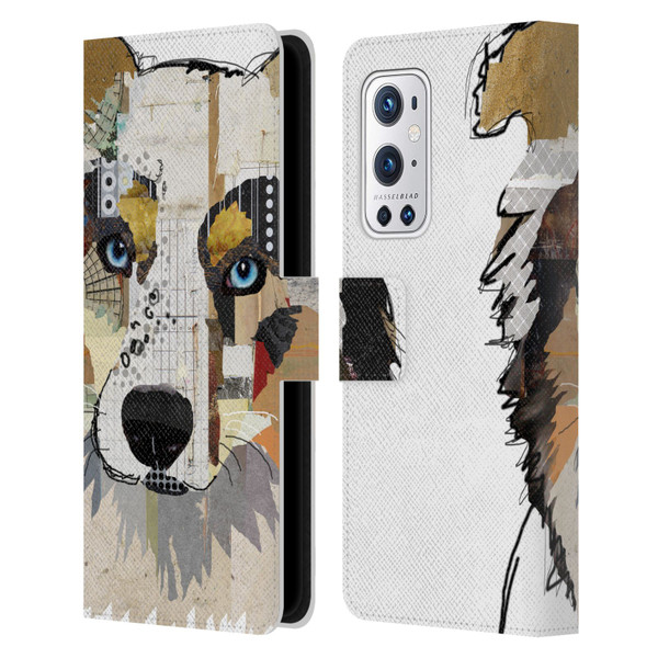 Michel Keck Dogs 3 Australian Shepherd Leather Book Wallet Case Cover For OnePlus 9 Pro